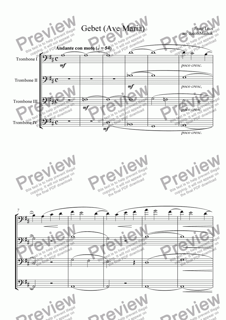 Gebet (Ave Maria) - Download Sheet Music PDF file