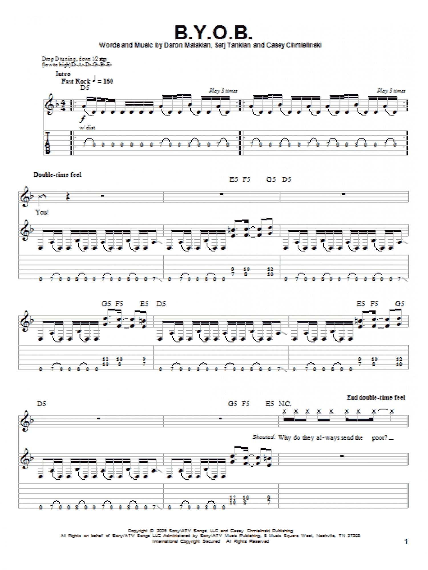 System tab. System of a down Guitar Tabs. BYOB Tabs. B Y O B System of a down Tabs. System of a down b.y.o.b Daron.