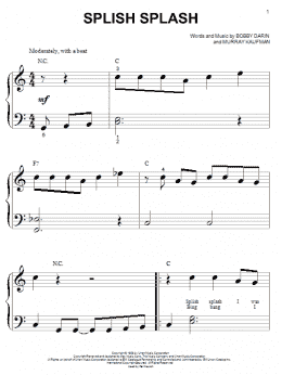 page one of Splish Splash (Big Note Piano)