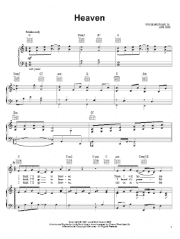 page one of Heaven (Piano, Vocal & Guitar Chords (Right-Hand Melody))