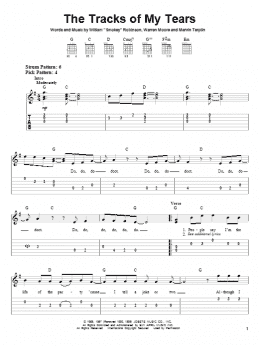 page one of The Tracks Of My Tears (Easy Guitar Tab)