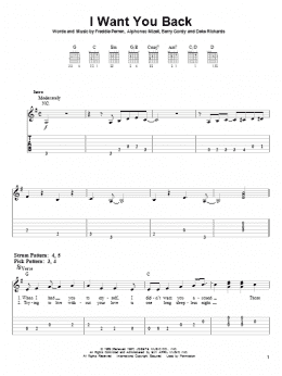 page one of I Want You Back (Easy Guitar Tab)