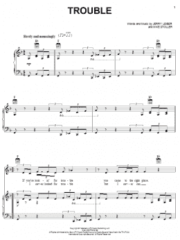 page one of Trouble (Piano, Vocal & Guitar Chords (Right-Hand Melody))