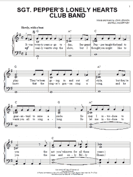 page one of Sgt. Pepper's Lonely Hearts Club Band (Easy Piano)