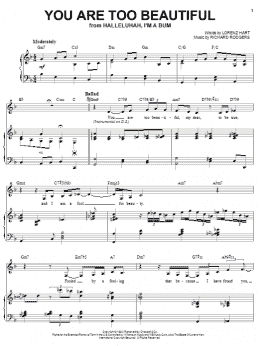 page one of You Are Too Beautiful (Piano, Vocal & Guitar Chords (Right-Hand Melody))