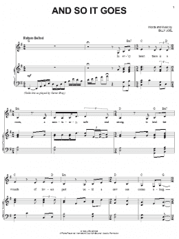 page one of And So It Goes (Piano, Vocal & Guitar Chords (Right-Hand Melody))