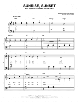 page one of Sunrise, Sunset (Easy Piano)