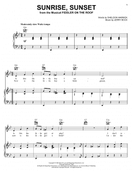 page one of Sunrise, Sunset (Piano, Vocal & Guitar Chords (Right-Hand Melody))