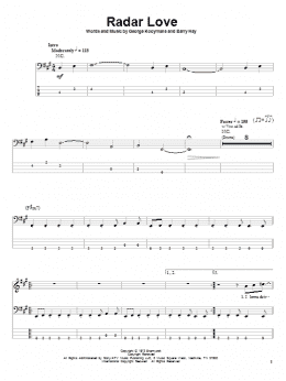 page one of Radar Love (Bass Guitar Tab)