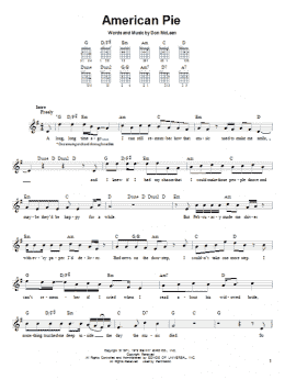 page one of American Pie (Easy Guitar)