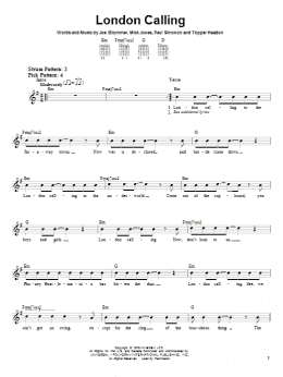 page one of London Calling (Easy Guitar)