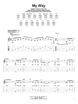 page one of My Way (Easy Guitar Tab)