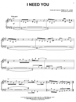 page one of I Need You (Piano, Vocal & Guitar Chords (Right-Hand Melody))