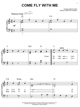 page one of Come Fly With Me (Easy Piano)