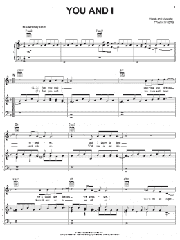 page one of You And I (Piano, Vocal & Guitar Chords (Right-Hand Melody))