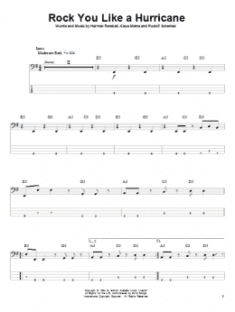 page one of Rock You Like A Hurricane (Bass Guitar Tab)