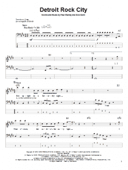 page one of Detroit Rock City (Bass Guitar Tab)