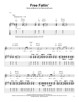 page one of Free Fallin' (Guitar Tab (Single Guitar))