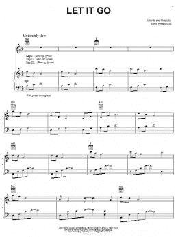 page one of Let It Go (Piano, Vocal & Guitar Chords (Right-Hand Melody))