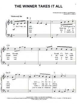 page one of The Winner Takes It All (Easy Piano)