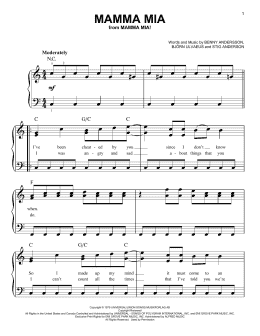 page one of Mamma Mia (Easy Piano)