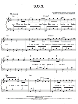 page one of S.O.S. (Easy Piano)