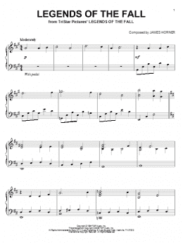 page one of Legends Of The Fall (Piano Solo)