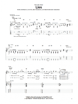 page one of Lies (Guitar Tab)