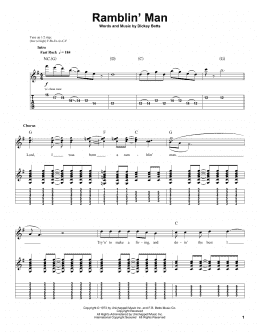 page one of Ramblin' Man (Guitar Tab (Single Guitar))