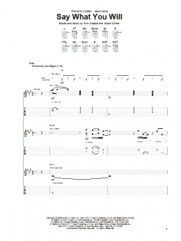 page one of Say What You Will (Guitar Tab)