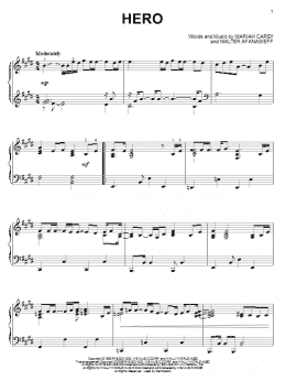 page one of Hero (Piano Solo)