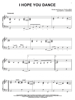 page one of I Hope You Dance (Piano Solo)