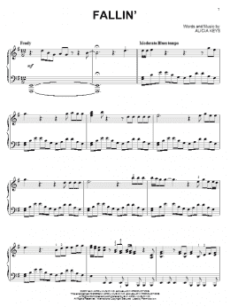 page one of Fallin' (Piano Solo)