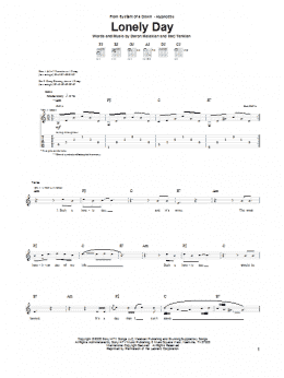 page one of Lonely Day (Guitar Tab)