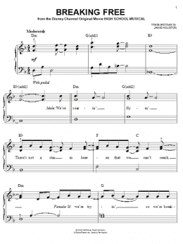 page one of Breaking Free (from High School Musical) (Easy Piano)