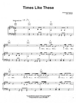 page one of Times Like These (Piano, Vocal & Guitar Chords (Right-Hand Melody))