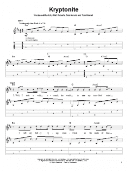 page one of Kryptonite (Guitar Tab (Single Guitar))