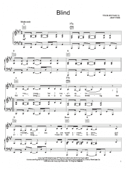 page one of Blind (Piano, Vocal & Guitar Chords (Right-Hand Melody))