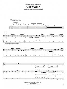 page one of Car Wash (Bass Guitar Tab)