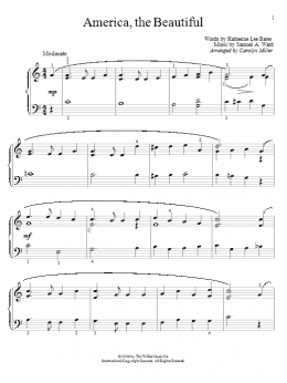 page one of America, The Beautiful (Educational Piano)