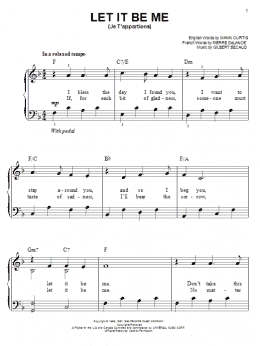 page one of Let It Be Me (Je T'appartiens) (Easy Piano)