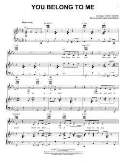 page one of You Belong To Me (Piano, Vocal & Guitar Chords (Right-Hand Melody))