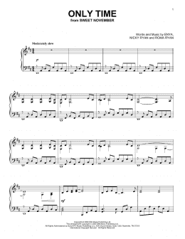 page one of Only Time (Piano Solo)