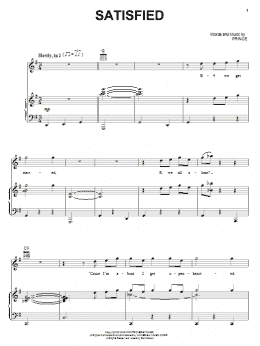 page one of Satisfied (Piano, Vocal & Guitar Chords (Right-Hand Melody))