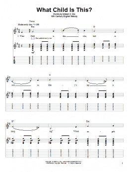 page one of What Child Is This? (Guitar Tab (Single Guitar))