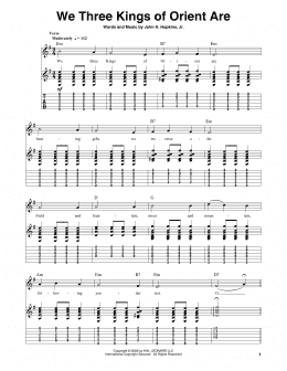 page one of We Three Kings Of Orient Are (Guitar Tab (Single Guitar))