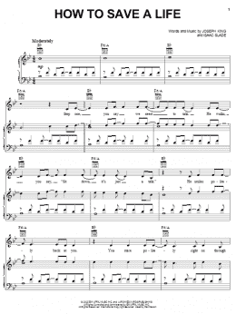 page one of How To Save A Life (Piano, Vocal & Guitar Chords (Right-Hand Melody))