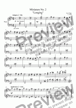 page one of MINIATURES, No. 2 "Longing" (Piano)