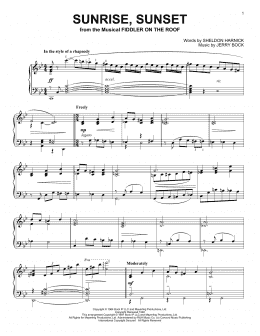 page one of Sunrise, Sunset (Piano Solo)