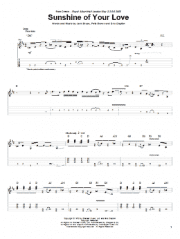 page one of Sunshine Of Your Love (Guitar Tab)